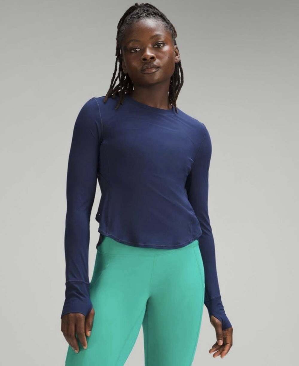 Lululemon UV Protection Fold Over Running Long Sleeve Shirt Night Sea 6